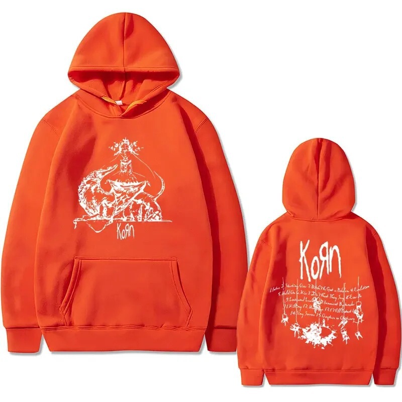 Rock Band Korn Follows the Leader Album Graphic Hoodie for Men and Women, Harajuku Oversized Clothing, Men's Retro Style