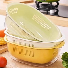 野菜バスケット二重PET透明水たまりバスケット家庭用キッチン野菜バスケット多機能洗濯果物ろ過ボウル野菜ボウル