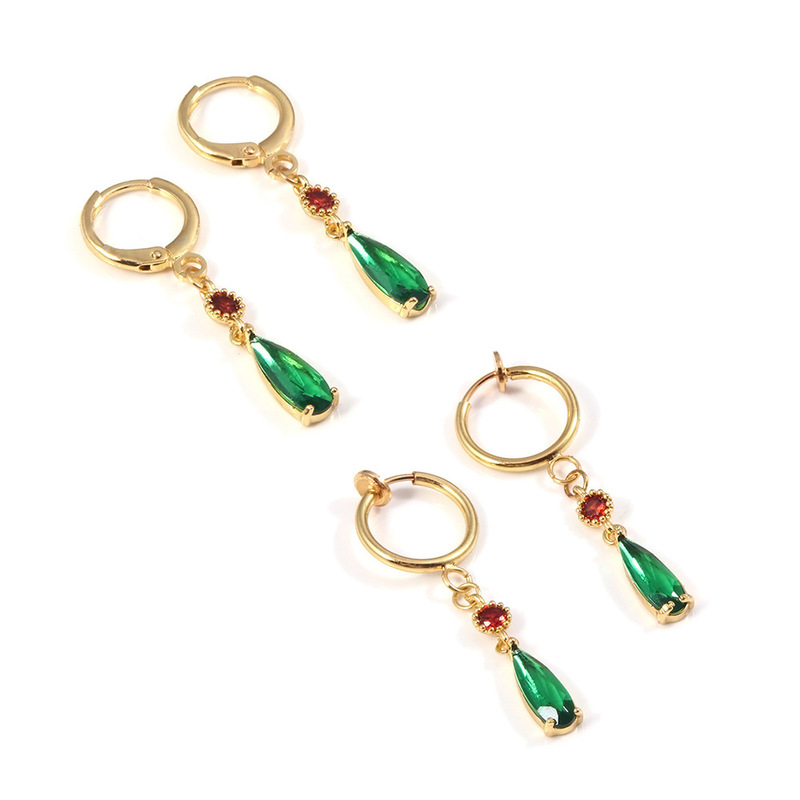 Anime Emerald Hal Hall with zircon copper earrings cos without ear holes around