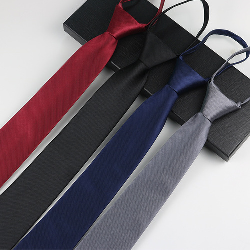 Business tie for men and women black gray red solid color professional work security wedding shirt student free zipper tie