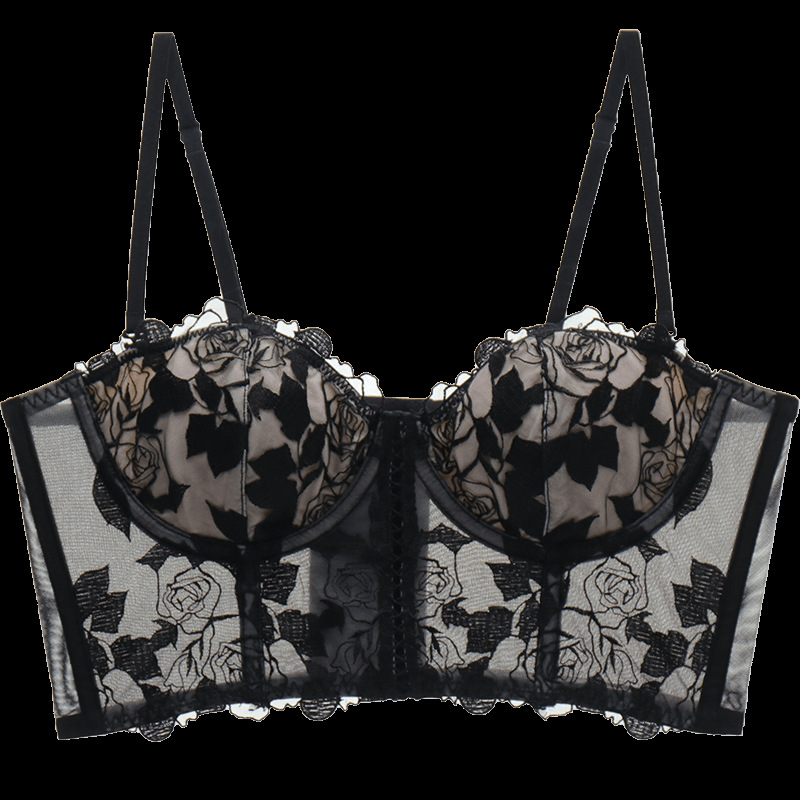 Anillo de acero suave traje sujetador se puede usar fuera largo sexy LACE push up ajustable colección ropa interior delgada para las mujeres 057