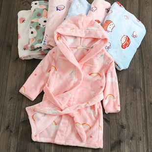 Демисезонный детский фланелевый банный халат, детская пижама, детская одежда
