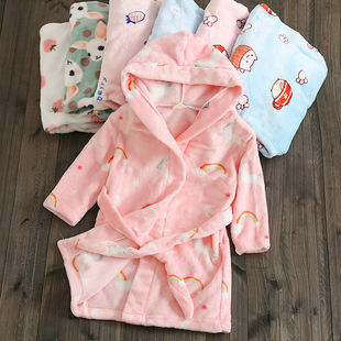Autumn and Winter Children's nightgown flannel bathrobe children's home clothes children's home pajamas A