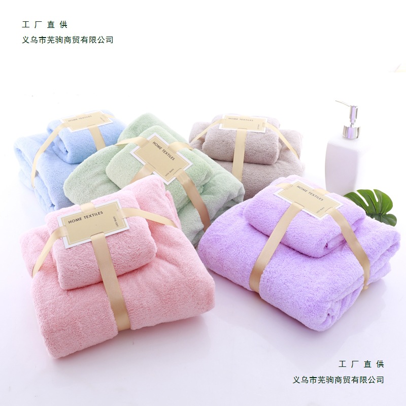 Japón de alta densidad toallas de coral toallas de baño de dos piezas conjuntos de baño doméstico para adultos envueltos en el pecho más suave que el algodón absorbe agua