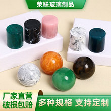 现货批发15卡口玻璃香水瓶球形实木盖彩色抛光树脂木盖圆形球单盖