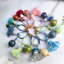 批发螺钿大漆珠手工编织钥匙扣包包挂文玩吊坠彩色流苏挂件饰品
