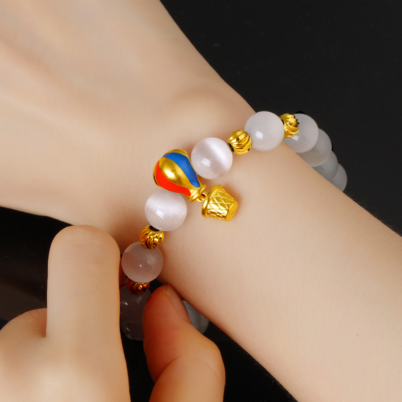 Nuevo oro plateado Lucky Lotus pulsera de esmalte de color, vintage pulsera de la suerte para las mujeres, al por mayor