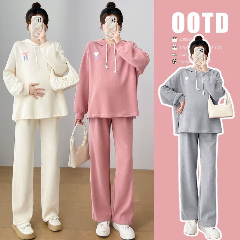 孕妇秋装上衣春秋款套装时尚款秋季孕妇装卫衣女休闲托腹裤两件套