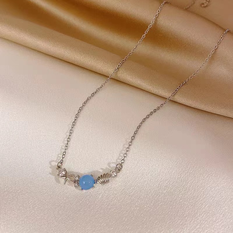 Modern Style Shell Titanium Steel Zircon Necklace In Bulk display picture 1