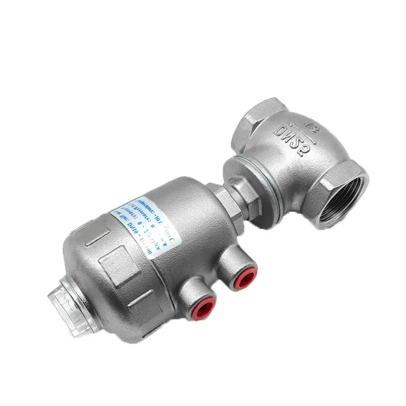 304不锈钢气动角座阀T型截止切断气控阀腰鼓水阀干燥机DN15 20 25