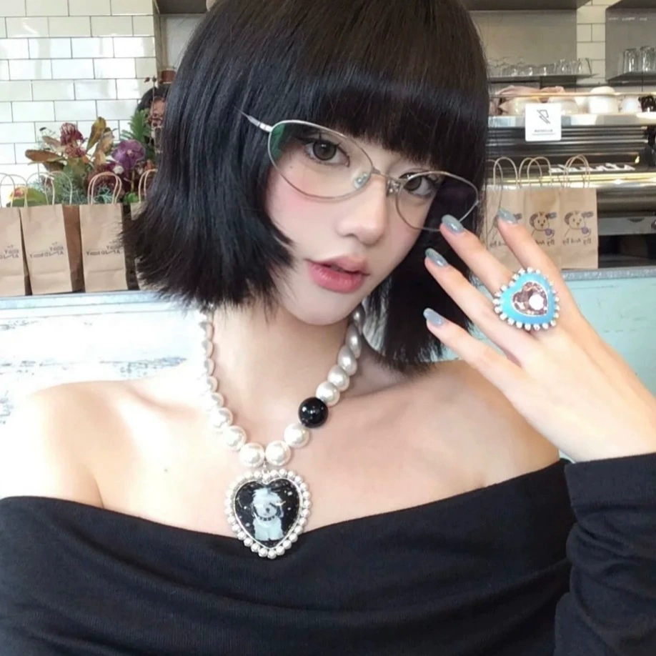 Длинное ожерелье с большим сердцем и собакой, женское милое, крутой, сексуальный нишевый дизайн, нишевое ожерелье, аксессуар на шею, цепочка на ключицу