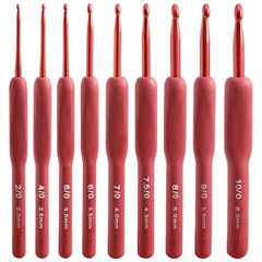 Cross-border new product red handle aluminum crochet hook TPR aluminum oxide coated soft crochet hook knitting tool set