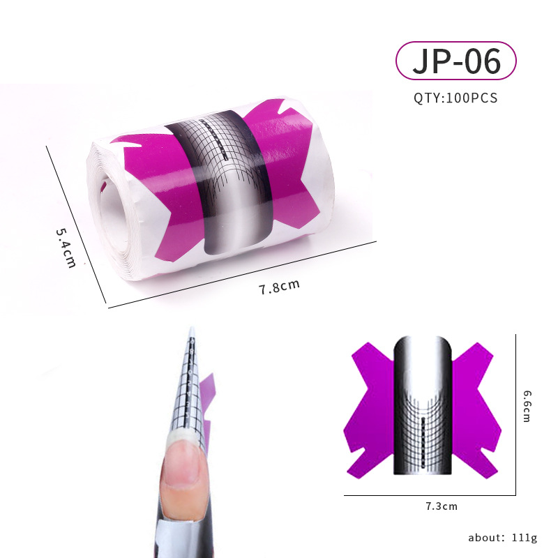 Soporte de papel de uñas de herradura extensión de fototerapia de cristal herramienta de uñas arte de uñas mariposa mosca titular de dedo rectangular 100 unids/rollo