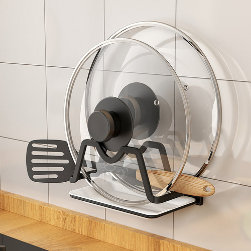 Pot Lid Rack without Drilling Wall-Hanging Kitchen Shelf Organizer Wall Mount Cutting Board Placement Stand