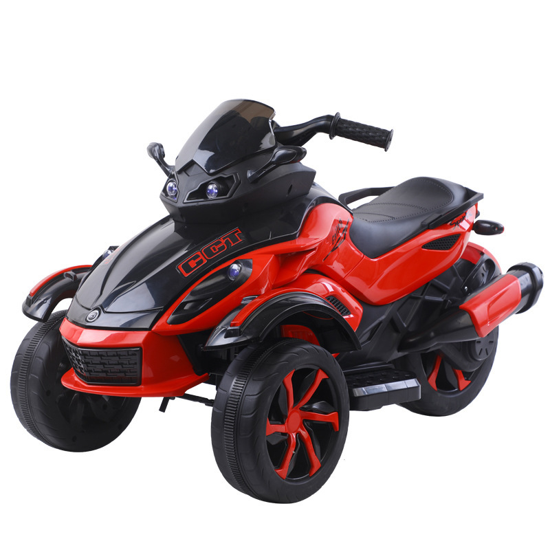 Niños motocicleta eléctrica todoterreno coche de playa carga doble tracción amortiguador coche de juguete de tres ruedas para montar coche eléctrico