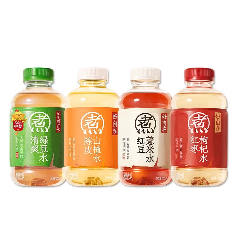 Новая дата Yuanqi Forest Comfort Water Red Bean and Coix Seed 500 мл * 12 бутылок освежающего напитка из красной даты и ягод годжи без сахара и жира.