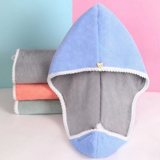 Gorro de secado del cabello Pañuelo engrosado para mujeres Cepillo de lavado del cabello Toalla de secado súper rápido Toalla de terciopelo de coral Toalla de secado lindo gorro de ducha