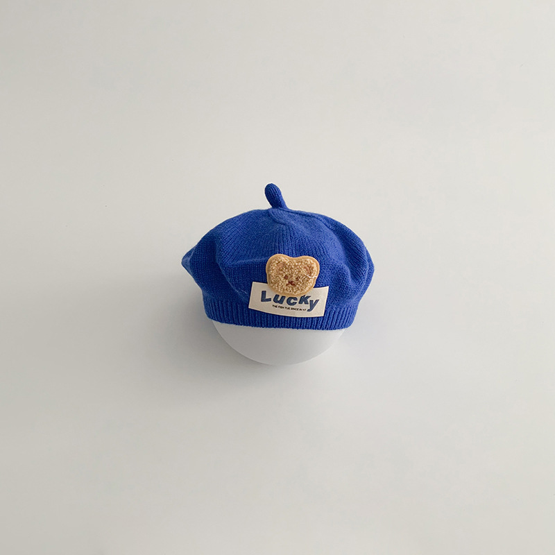 Unisex Baby hut Herbst/Winter ins glück Bär stricken Künstler Hut Woll hut kinder baskenmütze_voghion.com