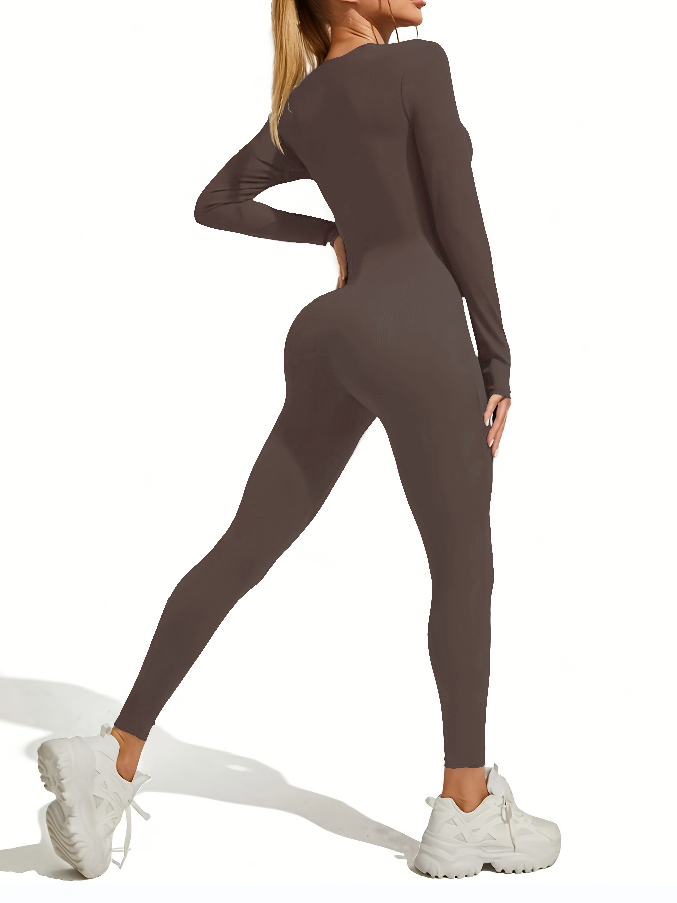 Transfronterizo Amazon europeo y americano otoño e invierno nuevo popular sexy apretado mono hilo pantalones de manga larga para las mujeres