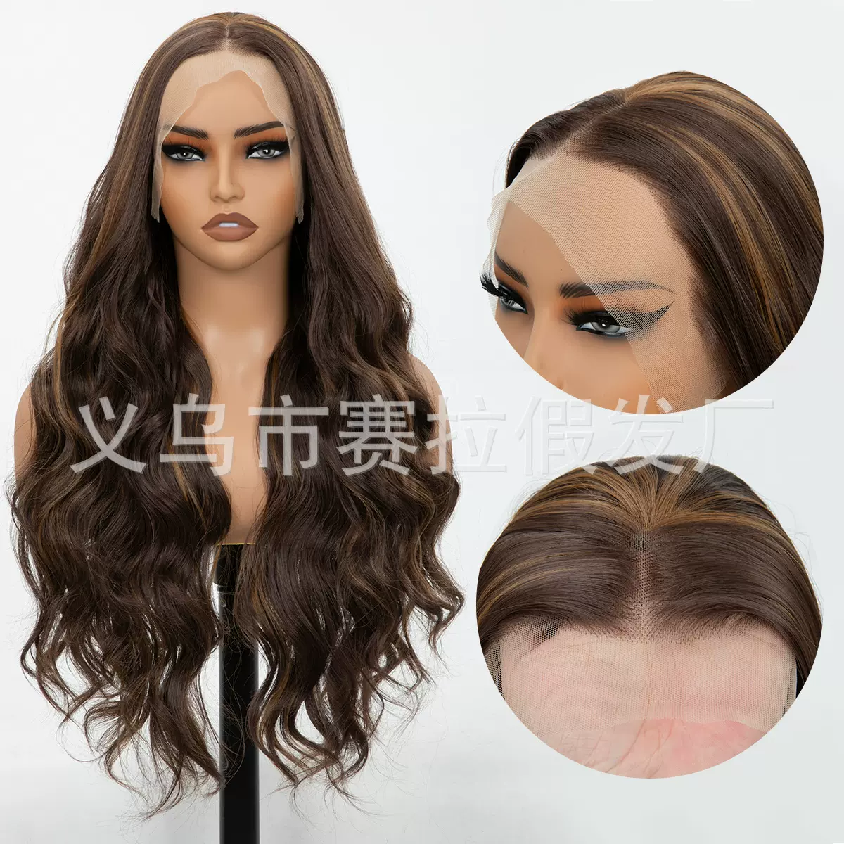跨境欧美前蕾丝假发欧美假发女士长卷大波浪假发头套跨境wig
