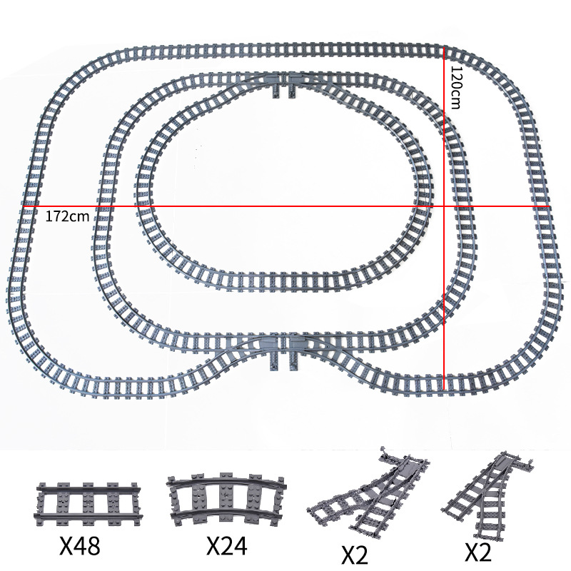 Tren De La Ciudad vía del tren compatible con el carril recto curva combinación escena pequeña partícula montaje bloques de construcción bolsa de juguete