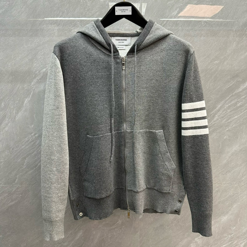 Factory Outlet TB New Money Turtle Pattern Four Bar Sweatshirt Jacket for Men and Women Couples with Zipper Hooded Outer