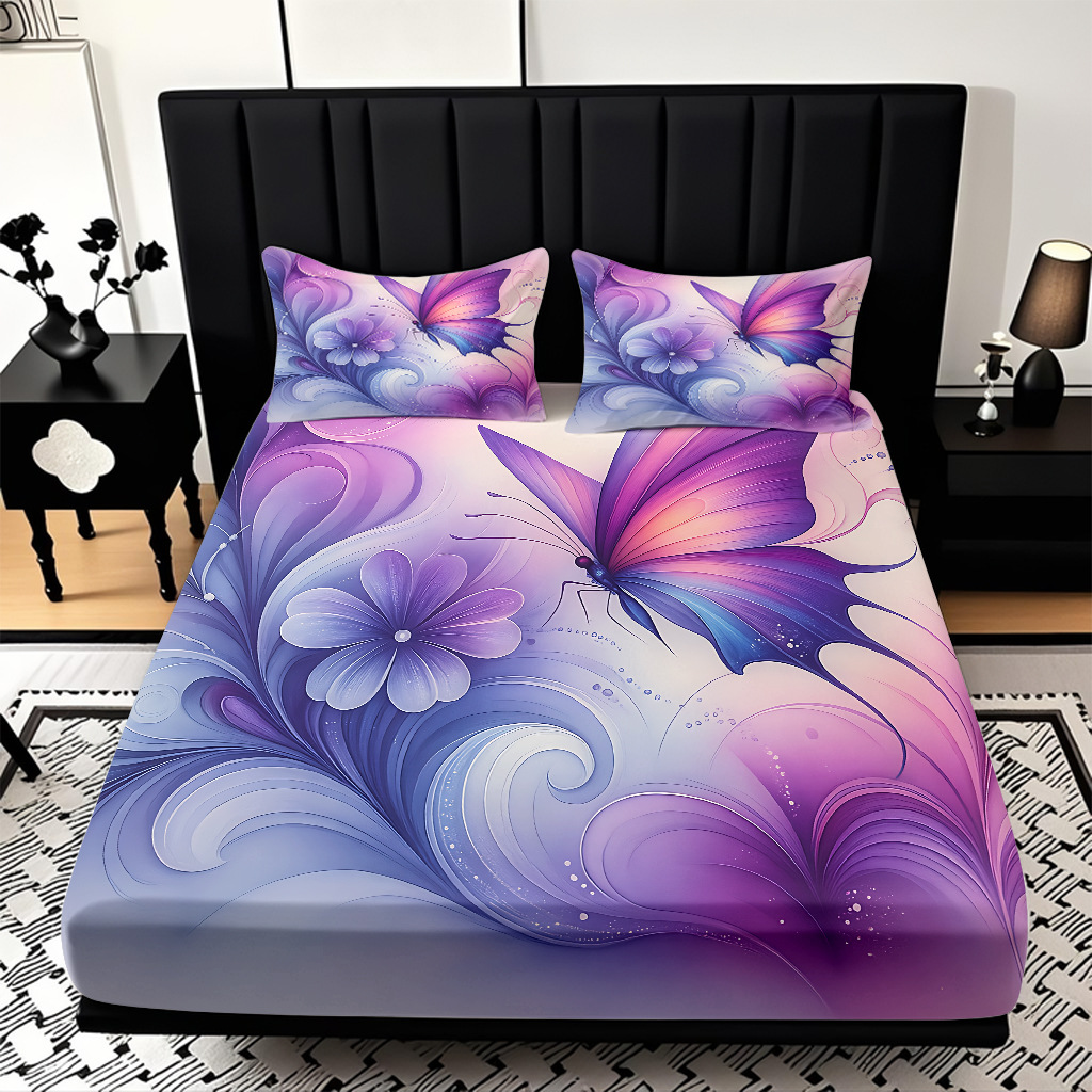 TEMU / JIT transfronterizo varios patrones de mariposa impresión digital de alta definición cama gaza pillow cover kit exclusivo transfronterizo