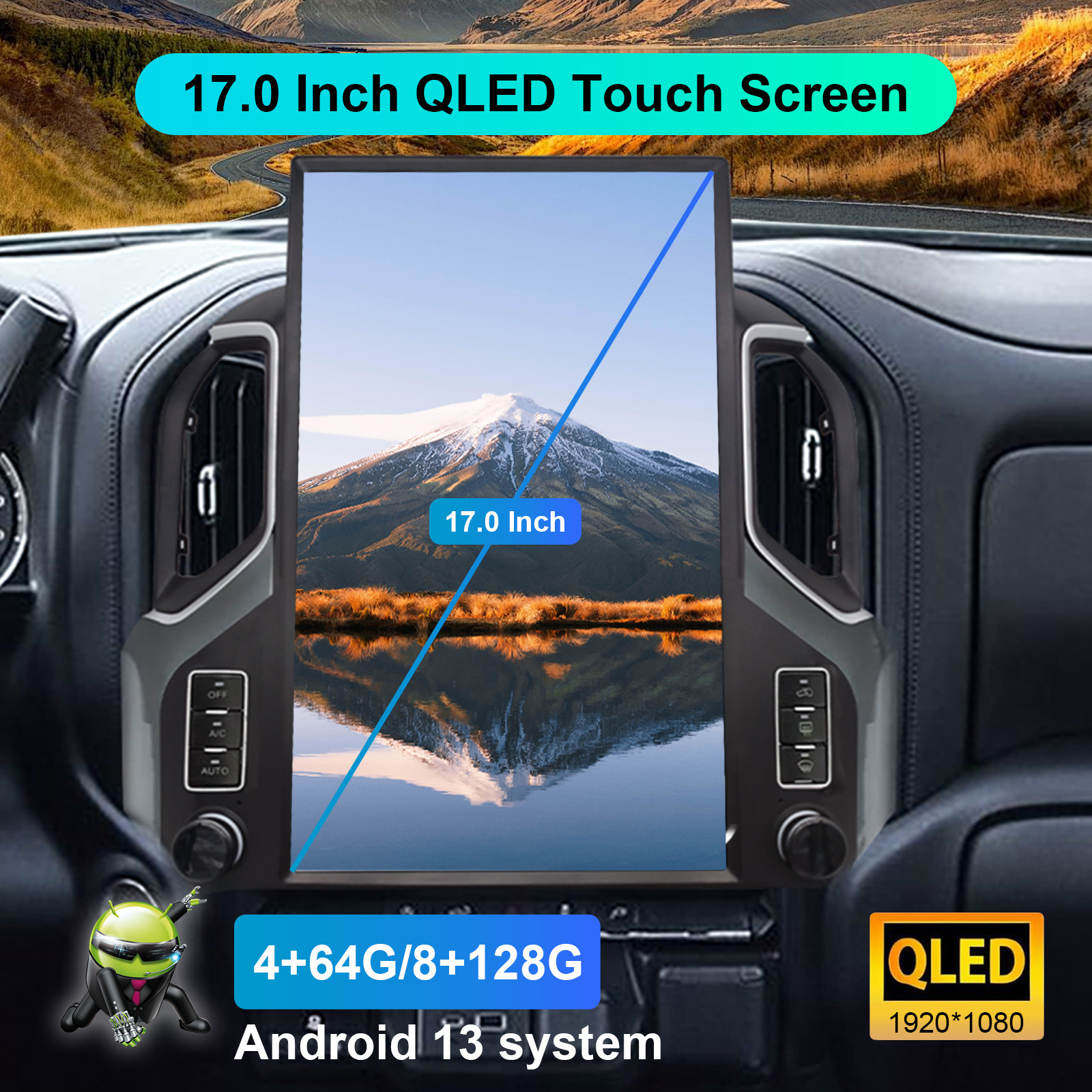 17.3inch Vertical Screen Android for Chevrolet Silverado 2019- Bluetooth Voice Control Navigation Screen