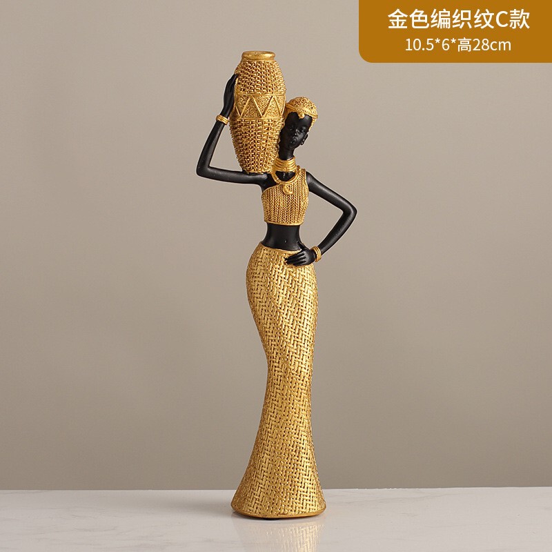 北欧创意复古非洲艺术女士雕像摆件设计师款家居客厅咖啡厅酒吧|undefined