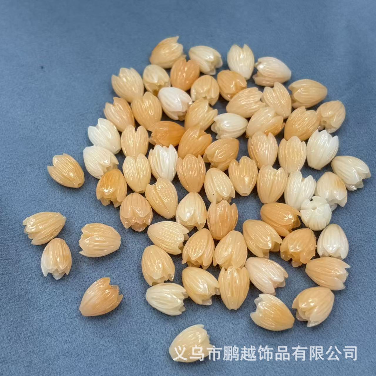 仿珊瑚8X10MM立体兰花 图形贝壳粉压DIY发饰项链手链配饰批发