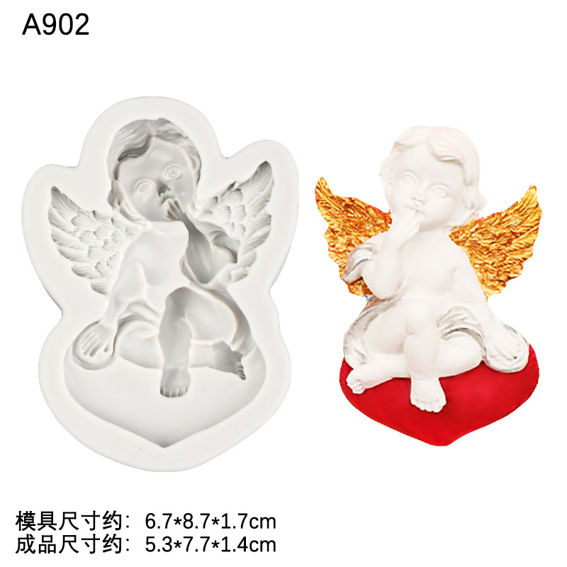 Ángel de estilo europeo marco de fotos de silicona molde Ángel pastel decoración Cupido chocolate DIY hornear pastel de fondant