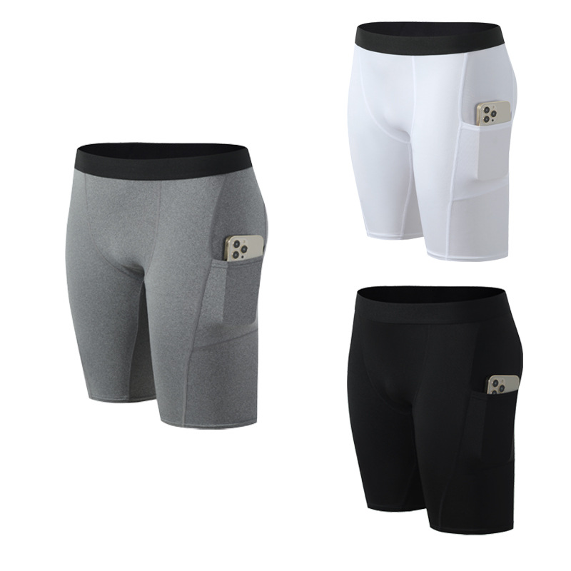 Men's Pocket Leggings Compression Pants Sports Tight Pants Basketball Shorts Quick-drying Running Fitness Pants Elastic