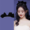 Black hair accessory, elegant hairgrip with bow, advanced summer hairpins, high-quality style, 2021 collection