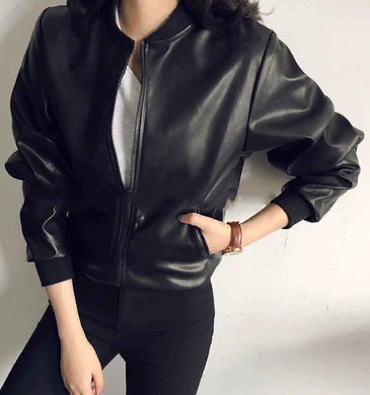 2020 Новое кожаное женское пальто, новый бейсбольный костюм из искусственной кожи в стиле BF, Модная студенческая кожаная куртка в Корейском стиле