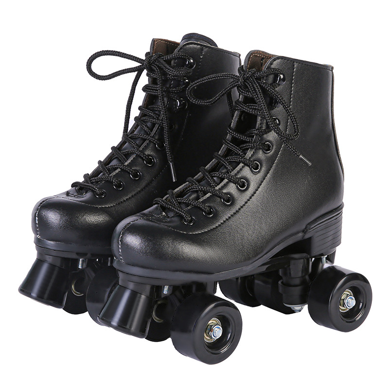 Patines de doble fila patines hebilla con patinaje de velocidad negro universal doble rueda con ruedas polea de cuatro ruedas patines brillantes