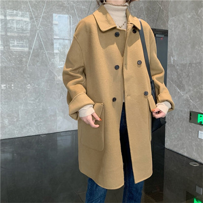 2021双面羊毛大衣女秋春季新款毛呢外套大衣中长小个子羊毛呢大衣