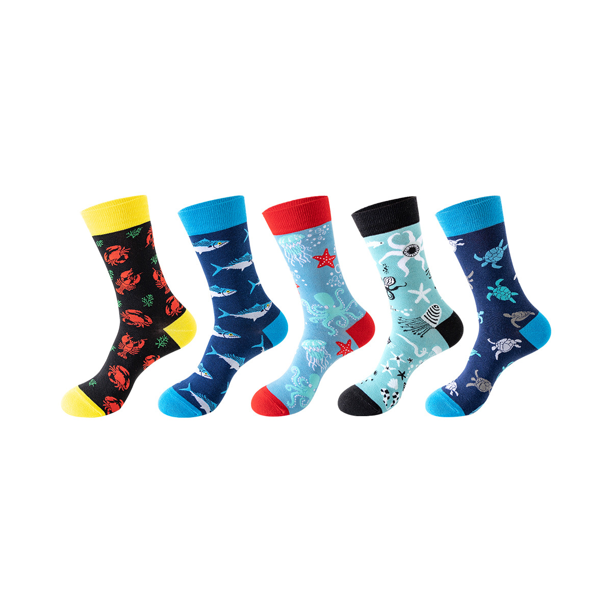 5 pares de calcetines de comercio exterior europeos y americanos calcetines de otoño e invierno para hombres calcetines de media pantorrilla ins par calcetines de moda calcetines de baloncesto de las mujeres al por mayor transfronteriza