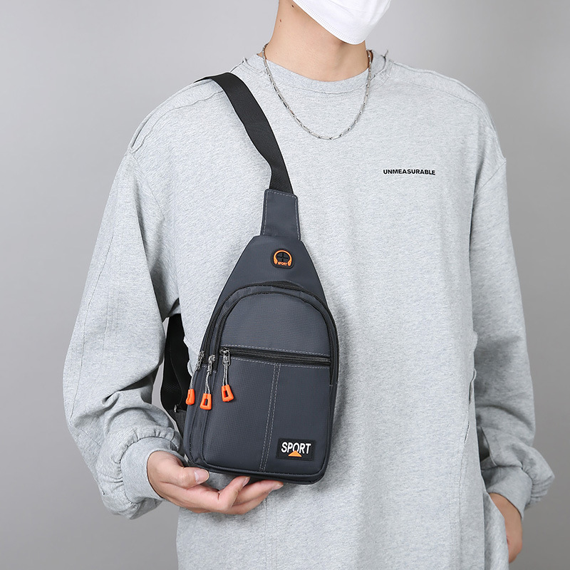 Bolsa de hombro simple ocio de gran capacidad, agujero de auriculares de almacenamiento multicapa, bolso de pecho portátil, bolso de transporte deportivo al aire libre