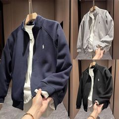 秋季新款立领男士轻奢潮流休闲时尚百搭纯色夹克帅气拉链外套