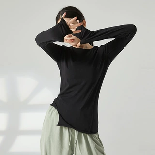 现代舞练功服舞蹈服男同款女表演服瑜伽服套指长袖紧身不规则舞服