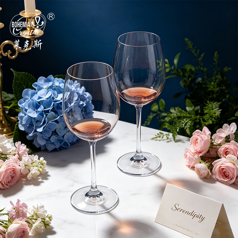 Tazas de cristal de vino rojo importadas de la República Checa, 2 paquetes de caja de regalo de alta calidad, regalos de negocios de alto valor, regalos de tazas de pie alto