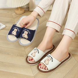 亚麻拖鞋;家居棉鞋;布艺拖鞋