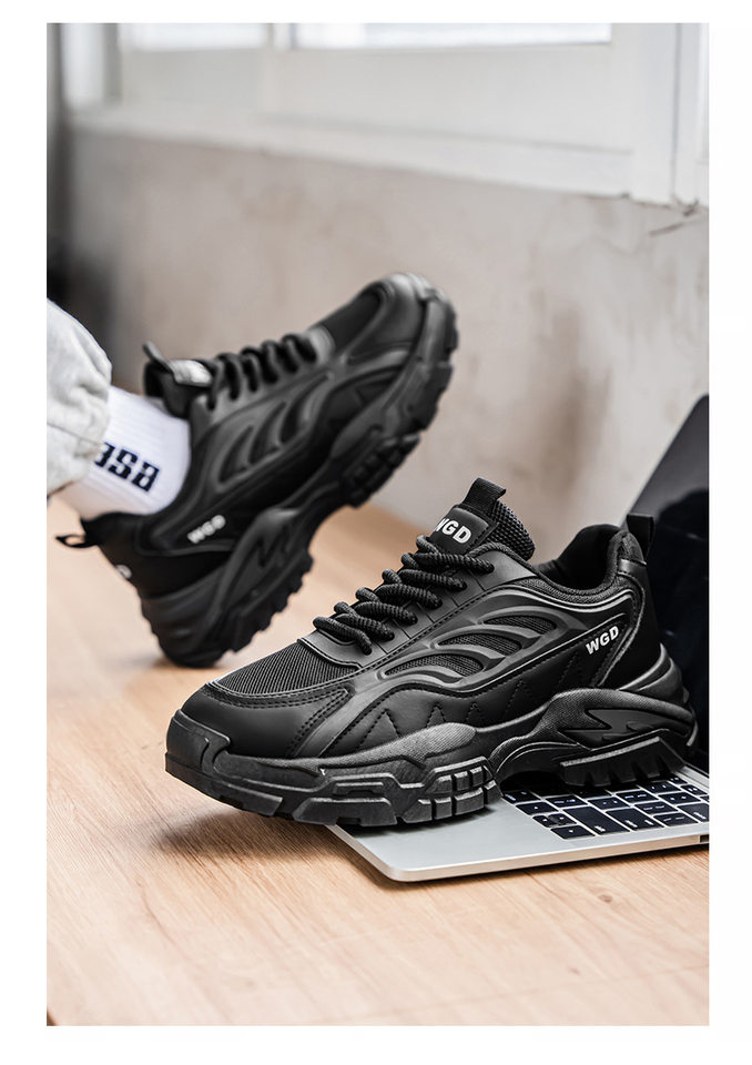 Giày thể thao nam đế dày kiểu sneaker lưới thoáng khí, buộc dây, gót thấp 1–3 cm — Bánh bao gạo W5033, W5033 màu đen, W5033 trắng xanh lục chi tiết 22