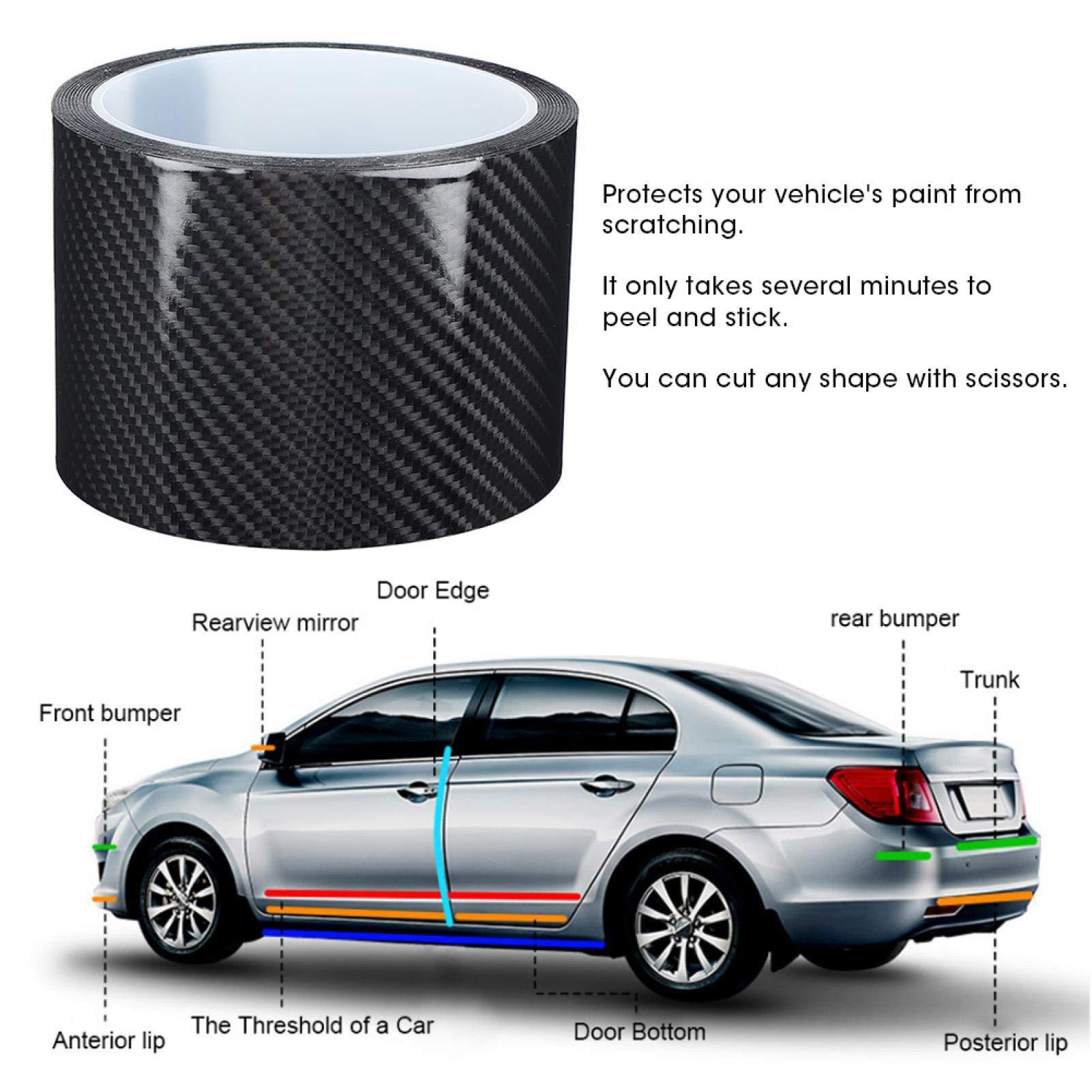 Car Door Sill Strip K5D Carbon Fiber Pattern Door Anti-Collision Strip Rear Box Bumper Door Edge Anti-Scratch Protection Strip