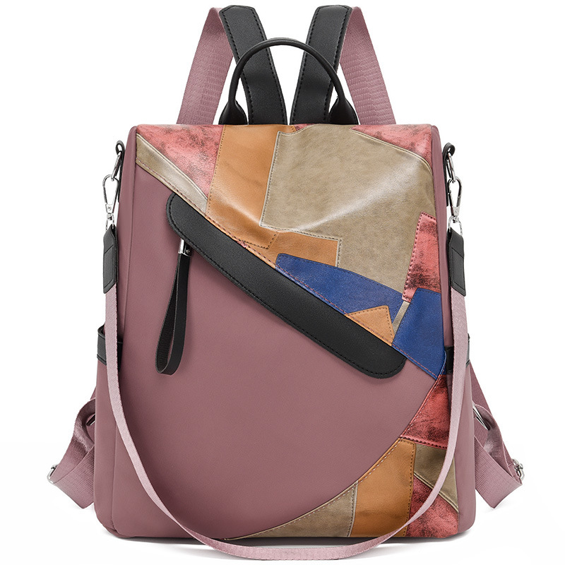 Bolsos para mujer 2024 nueva moda costura para mujer mochila simple y versátil mochila ligera antirrobo mochila escolar para estudiantes