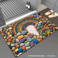 3D 小石漫画フロアマット珪藻泥玄関ドアマットキッチン吸水性ノンスリップ浴室ドアトイレ玄関マット