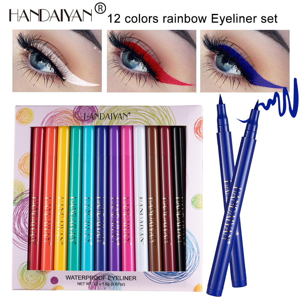 Liner de ojos de color transfronterizo 12 conjuntos de secado rápido no es fácil de desvanecer la caja de delineador de ojos mate Handaiyan