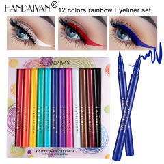 Cross-border hot product handaiyan 12-color matte quick-drying non-smudged color eyeliner set performance makeup