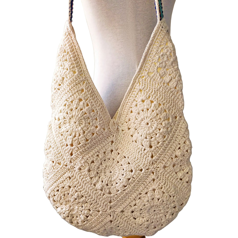 yunweny手钩波西米亚包欧美手工钩针纯色单肩斜挎包钩编厂家