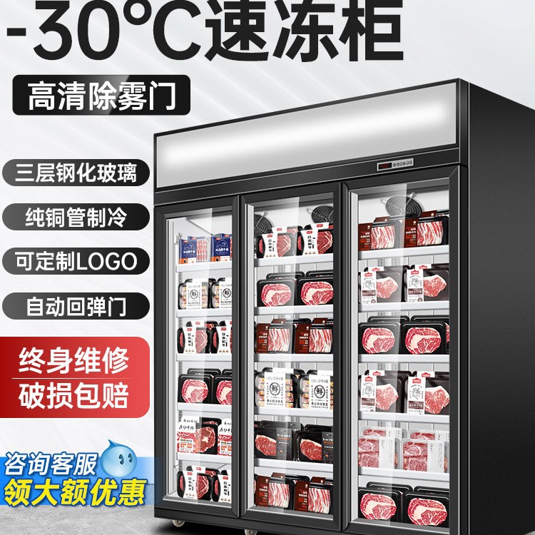 耐用冷冻展示柜商用速冻柜肉类牛排冻品雪糕榴莲低温立式冰柜冰箱